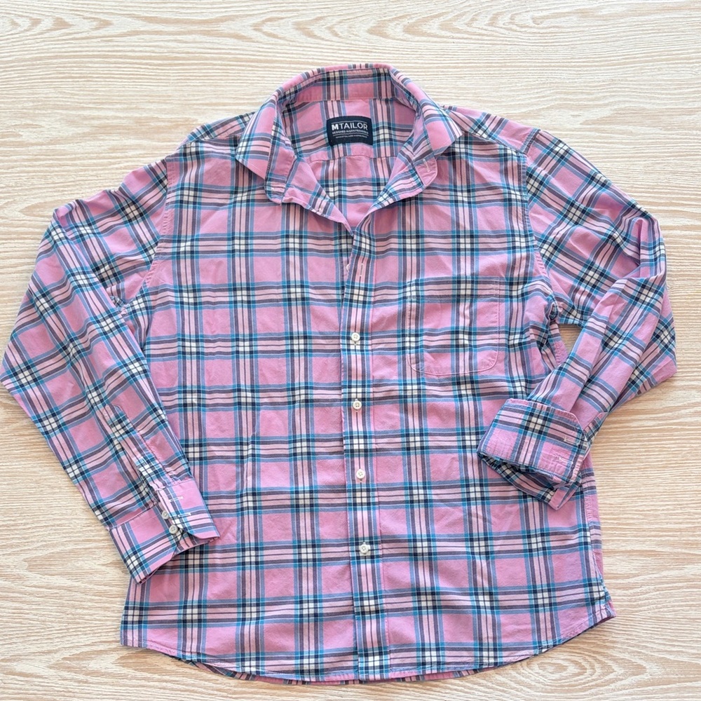 Pink Plaid Men's Casual Button-Down Shirt